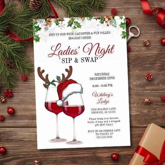Invitation Fun Modern Christmas Sip & Swap Cocktail Party