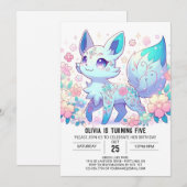 Invitation Fun Modern Fox Digital Anniversaire (Devant / Derrière)