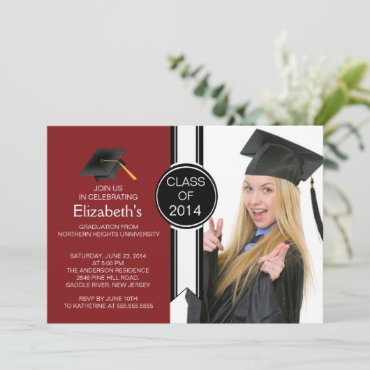 Invitation Fun Modern Graduate Photo Party (Debout devant)