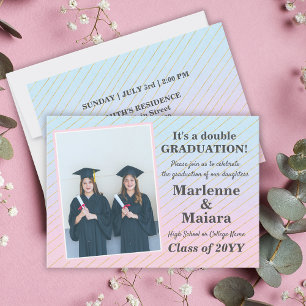 Invitation Fun Modern Twins Graduation