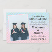 Invitation Fun Modern Twins Graduation (Devant)