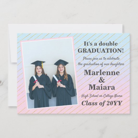 Invitation Fun Modern Twins Graduation (Devant)