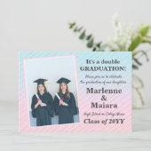 Invitation Fun Modern Twins Graduation (Debout devant)