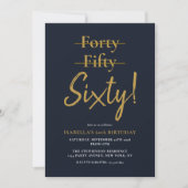 Invitation Fun moderne 60e anniversaire bleu marine 60e anniv (Devant)