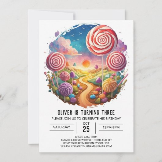 Invitation Fun moderne Lollipop Anniversaire (Devant)