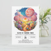 Invitation Fun moderne Lollipop Anniversaire (Debout devant)