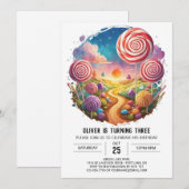 Invitation Fun moderne Lollipop Anniversaire (Devant / Derrière)