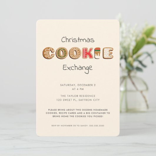Invitation Fun moderne Noël Cookie Exchange Party (Debout devant)