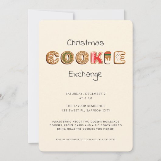 Invitation Fun moderne Noël Cookie Exchange Party (Devant)