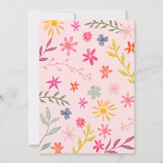 Invitation Fun moderne whimsical fleuri bébé dans la douche f (Dos)