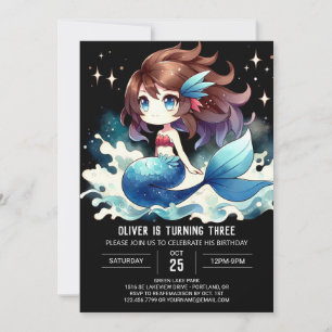 Invitation Fun Nautique Sirène Anniversaire