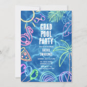 Invitation Fun Neon Graduation Pool Party  (Devant)