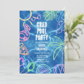 Invitation Fun Neon Graduation Pool Party  (Debout devant)