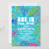 Invitation Fun Neon One Au Soleil Été 1Er Anniversaire (Devant)