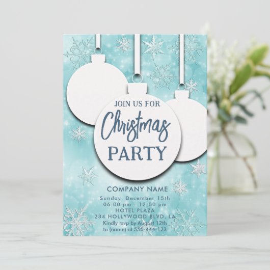 Invitation Fun Noël boules snowflèches fête de vacances (Debout devant)