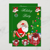 Invitation Fun Noël Fête Père Noël Chien Tree (Devant / Derrière)