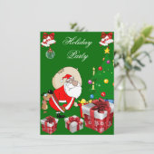 Invitation Fun Noël Fête Père Noël Chien Tree (Debout devant)