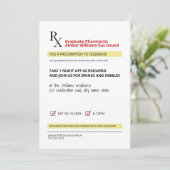 Invitation Fun Novelty Rx Prescription Pharmacie Graduation (Debout devant)