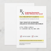 Invitation Fun Novelty Rx Prescription Pharmacie Graduation (Devant / Derrière)