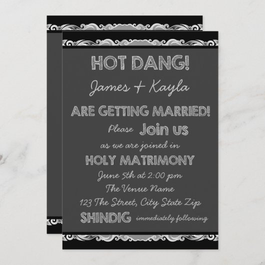 Invitation Fun Old School Rustic Chalkboard Mariage campagnar (Devant / Derrière)