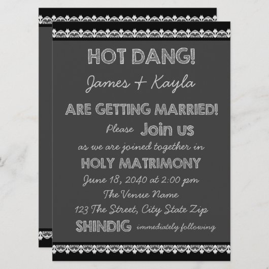 Invitation Fun Old School Rustic Chalkboard Mariage campagnar (Devant / Derrière)