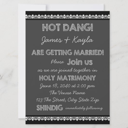 Invitation Fun Old School Rustic Chalkboard Mariage campagnar (Devant)