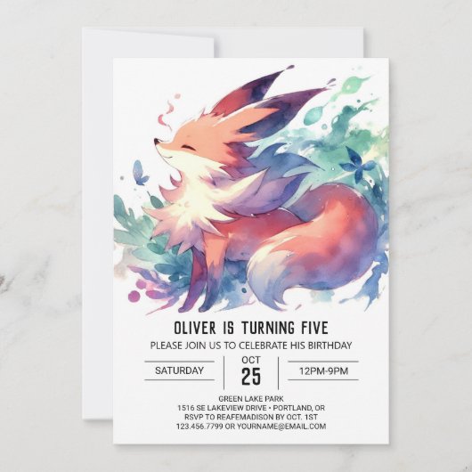 Invitation Fun Online Fox Anniversaire (Devant)