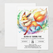 Invitation Fun Online Fox Anniversaire (Devant / Derrière)