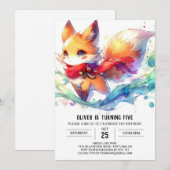 Invitation Fun Online Fox Anniversaire (Devant / Derrière)