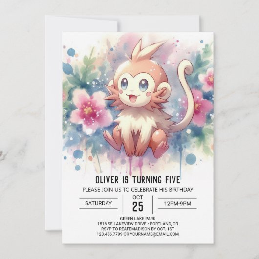 Invitation Fun Online Monkey Anniversaire (Devant)