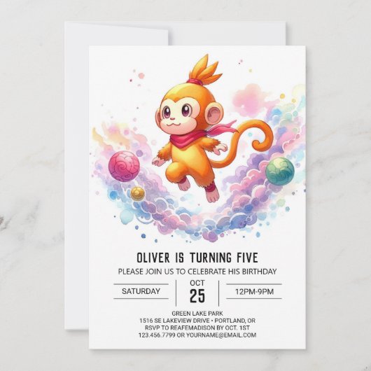 Invitation Fun Online Monkey Anniversaire (Devant)