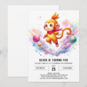 Invitation Fun Online Monkey Anniversaire (Devant / Derrière)