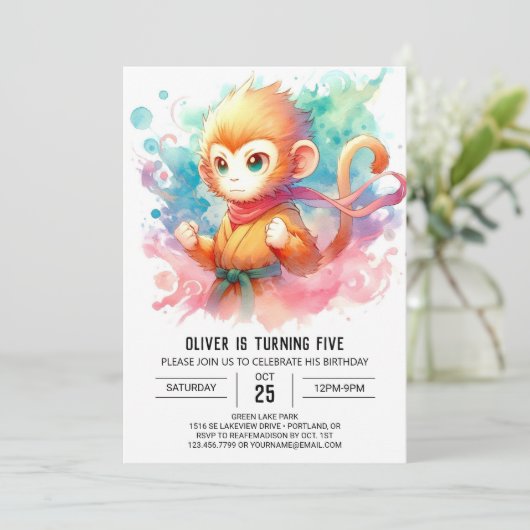 Invitation Fun Online Monkey Anniversaire (Debout devant)