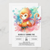 Invitation Fun Online Monkey Anniversaire (Devant / Derrière)