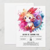 Invitation Fun Online Monkey Anniversaire (Devant / Derrière)