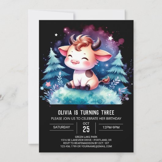 Invitation Fun Online Vache Anniversaire (Devant)