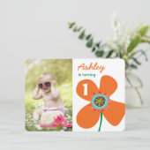 Invitation Fun Orange Daisy Pop Cute Photo Girl 1er anniversa (Debout devant)