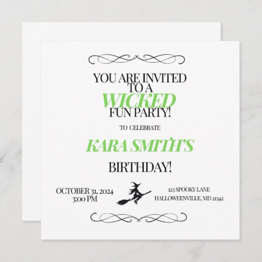 Invitation Fun Party (Devant / Derrière)