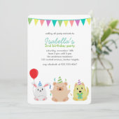 Invitation Fun Party Animaux Enfants Anniversaire (Debout devant)