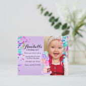 Invitation Fun Party Fête violet premier anniversaire (Debout devant)