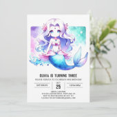 Invitation Fun Pastel Mermaid Anniversaire (Debout devant)