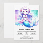 Invitation Fun Pastel Mermaid Anniversaire (Devant / Derrière)