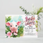 Invitation Fun Pig Boho Baby shower (Debout devant)