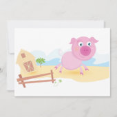 Invitation Fun Pig sur ferme avec grange et clôture (Devant)