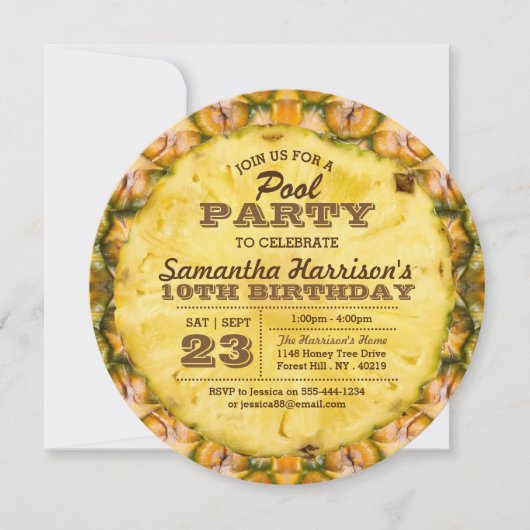 Invitation Fun Pineappy Summer Pool Party N'importe quel âge  (Devant)