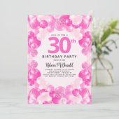 Invitation Fun Pink Balloons Faux Parties scintillant 30e ann (Debout devant)