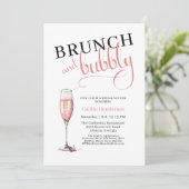 Invitation Fun Pink Brunch et Bubbly Fête des mariées (Debout devant)