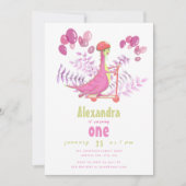 Invitation Fun Pink Dinosaur Scooter Fille fête d'anniversair (Devant)