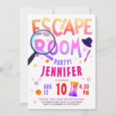 Invitation Fun Pink Escape Room Game Scavenger Hunt Bold Typo (Devant)