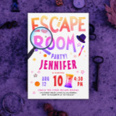 Invitation Fun Pink Escape Room Game Scavenger Hunt Bold Typo